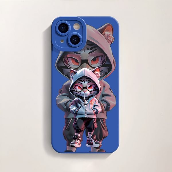 Street Style Hoodie cat silicone casefor Apple iPhone Series