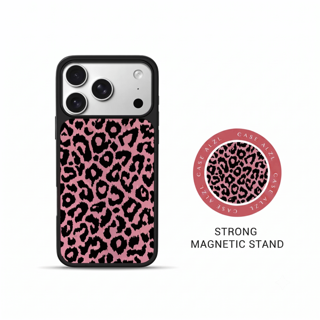 Pink Leopard Magnetic Stand Case